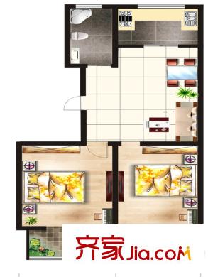 東方太陽城戶型圖一期高層18號樓戶型圖 2室1廳1衛(wèi)1廚
