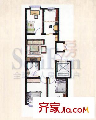 河北康城戶型圖3室2廳1衛(wèi)1廚