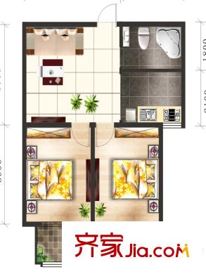 東方太陽城戶型圖一期高層21號樓戶型圖（售完） 2室1廳1衛(wèi)1廚