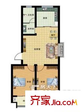 恒信金色城品戶型圖戶型圖 2室1廳1衛(wèi)1廚