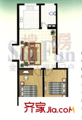 匯軒銘城戶型圖2室1廳1衛(wèi)1廚