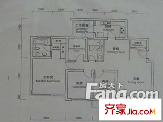 河濱花園戶型圖戶型圖 4室2廳1衛(wèi)1廚