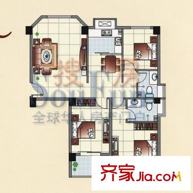 鴻禧花園戶型圖3室2廳2衛(wèi)1廚