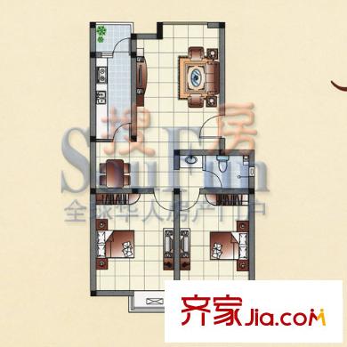 鴻禧花園戶型圖2室2廳1衛(wèi)1廚