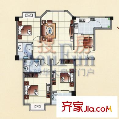 鴻禧花園戶型圖3室2廳2衛(wèi)1廚
