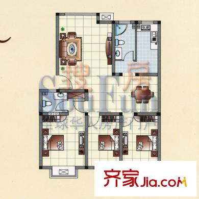 鴻禧花園戶型圖3室2廳2衛(wèi)1廚