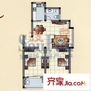 鴻禧花園戶型圖2室2廳1衛(wèi)1廚