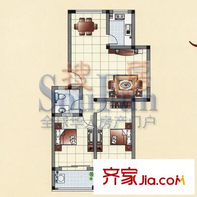 鴻禧花園戶型圖2室2廳1衛(wèi)1廚