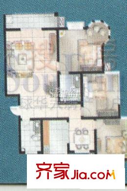 香榭麗舍戶型圖C戶型圖 2室2廳2衛(wèi)1廚