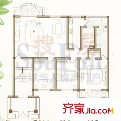 泛海城市花園戶型圖22＃－26＃ 3室2廳2衛(wèi)1廚