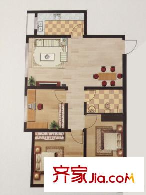 水岸華府27#A戶型 3室2廳1衛(wèi)1廚