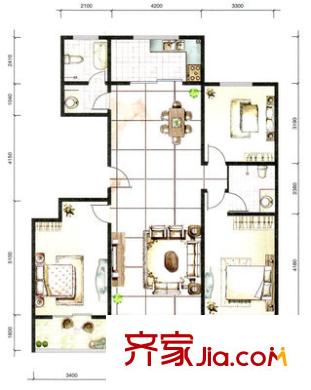 舜都花園 3室 戶型圖