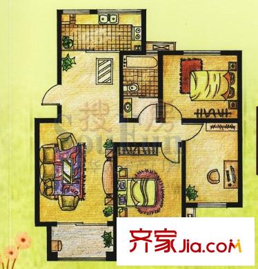 雙羊新城戶型圖此戶型已售完 3室2廳1衛(wèi)1廚