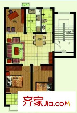 香岸花園戶型圖I戶型 3室2廳1衛(wèi)1廚