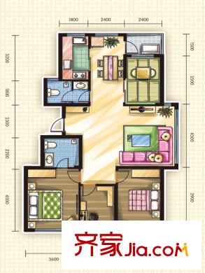 棟盛苑戶型圖5#B戶型 4室2廳2衛(wèi)1廚