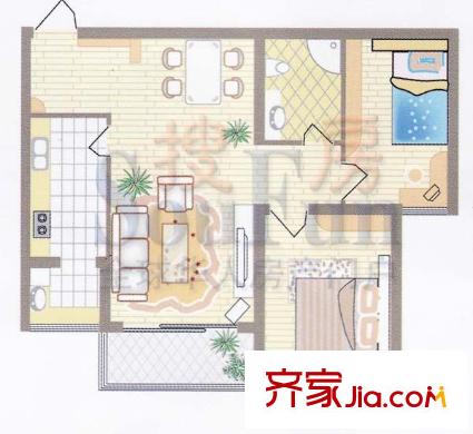 四平佳園戶型圖C戶型 2室2廳1衛(wèi)1廚