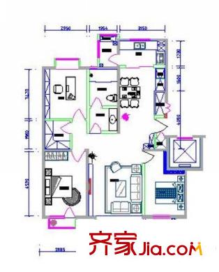 龍居苑戶型圖高層2戶型圖 3室2廳1衛(wèi)1廚