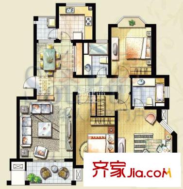 海信蘭郡戶(hù)型圖濃彩浪漫 3室2廳2衛(wèi)1廚
