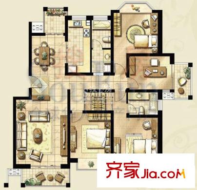 海信蘭郡戶(hù)型圖書(shū)香世家 4室2廳2衛(wèi)1廚