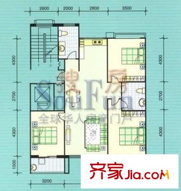 公安局宿舍(奎文)戶型圖奎文公安局宿舍 3室 戶型圖 3室2廳2衛(wèi)1廚