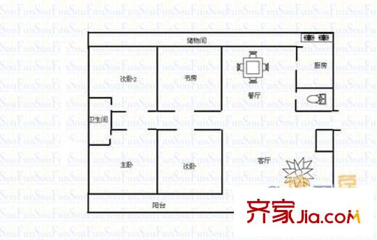 五洲佳苑電業(yè)局宿舍 4室 戶型圖