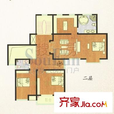 鼎邦麗池戶型圖復式二層戶型 3室2廳2衛(wèi)