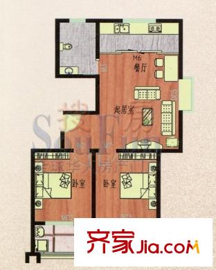 鼎邦麗池戶型圖高層戶型 2室2廳1衛(wèi)1廚