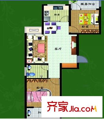 金都名苑戶型圖高層戶型2 2室2廳1衛(wèi)1廚