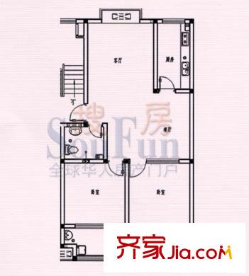 金寶生態(tài)花園戶型圖E戶型 2室2廳1衛(wèi)1廚