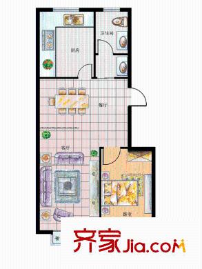 宏鼎暢溪園戶型圖戶型 2室1廳1衛(wèi)1廚