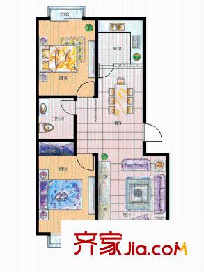 宏鼎暢溪園戶型圖戶型 2室2廳1衛(wèi)1廚