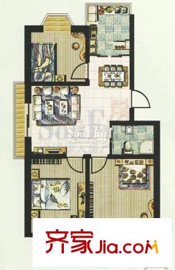 盛世豪廷戶型圖5號7號樓戶型圖 3室2廳1衛(wèi)1廚