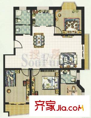 盛世豪廷戶型圖5號7號樓戶型圖 3室2廳2衛(wèi)1廚