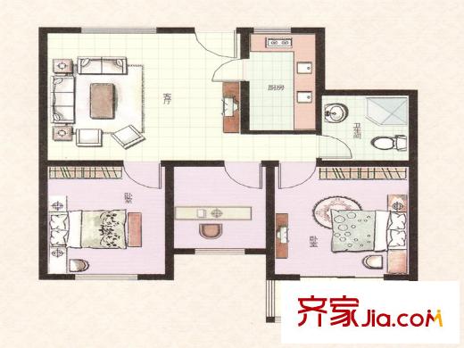 西城名都戶型圖二期寶華軒高層住宅標(biāo)準(zhǔn)層戶型一 3室1廳1衛(wèi)1廚