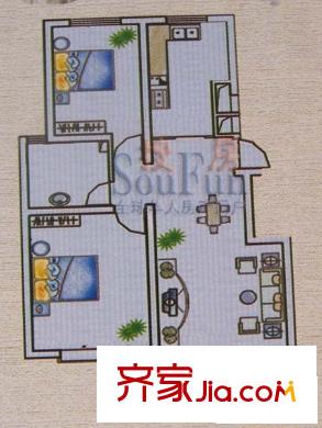 西城名都戶型圖2室2廳1衛(wèi)1廚