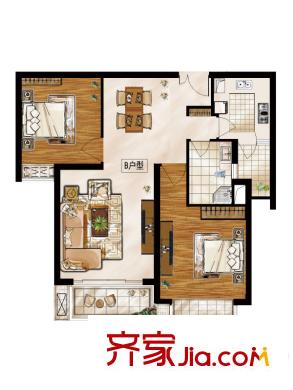 高速仁和盛庭二期高層6#B戶型 2室2廳1衛(wèi)1廚