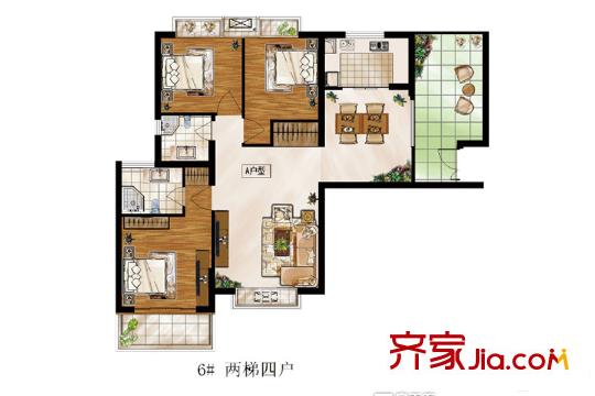 高速仁和盛庭二期高層6#A戶型 3室2廳2衛(wèi)1廚