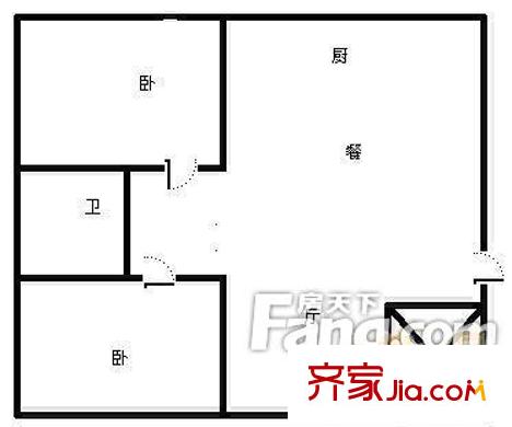 銘?；▓@戶型圖戶型圖（2室2廳1廚1衛(wèi)） 2室2廳1衛(wèi)1廚