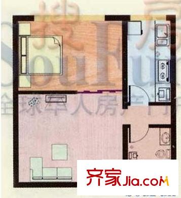 金都南苑戶型圖戶型圖 1室1廳1衛(wèi)1廚