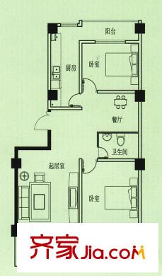 五洲花園戶型圖該戶型已售完 2室2廳1衛(wèi)1廚