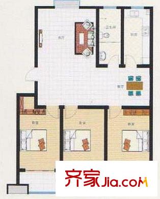 祥瑞家園戶(hù)型圖D戶(hù)型 3室2廳1衛(wèi)1廚