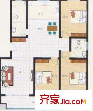 祥瑞家園戶(hù)型圖E戶(hù)型 3室2廳2衛(wèi)1廚