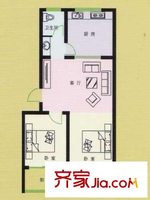 恒信沁園春戶型圖戶型C 2室1廳1衛(wèi)1廚