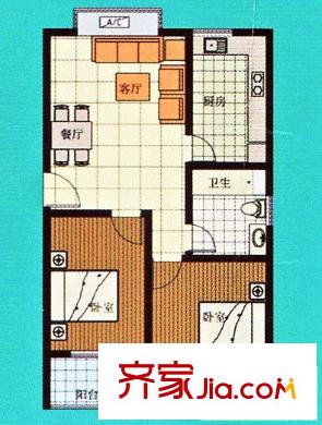 花樣年華戶型圖高層D 2室1廳1衛(wèi)1廚