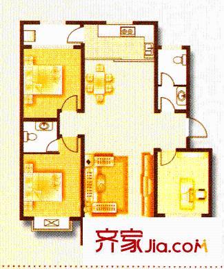 美麗華小區(qū)戶型圖戶型(2) 3室2廳2衛(wèi)1廚