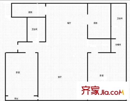 七星之都 戶型圖（2室2廳）