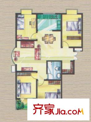 新海楓景戶型圖3#樓3單元 4室2廳1衛(wèi)1廚