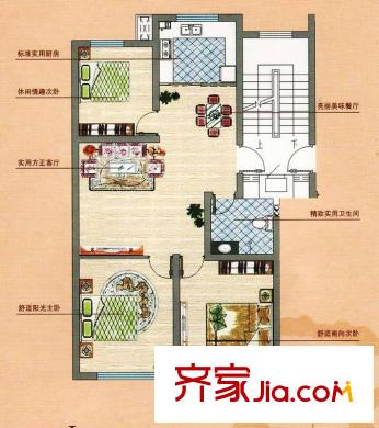 鳳鳴郡戶型圖多層J戶型 3室2廳1衛(wèi)1廚