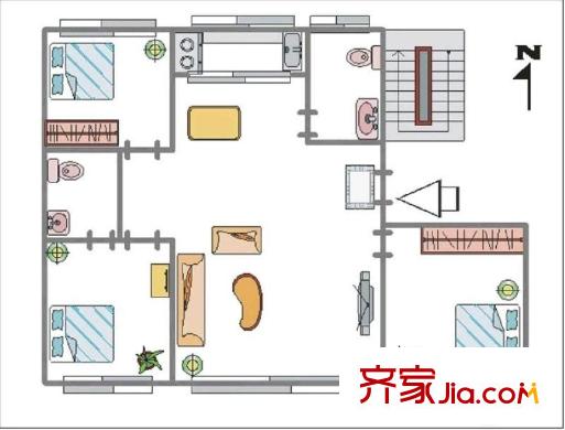 鳳鳴郡 3室 戶型圖