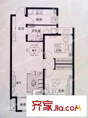 金都花園戶型圖戶型圖 2室2廳1衛(wèi)1廚